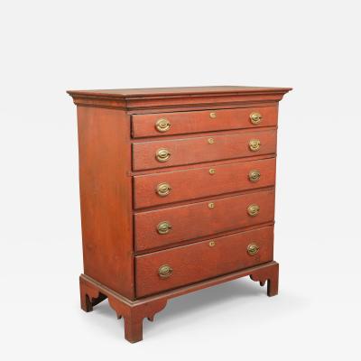 CHIPPENDALE PAINTED FIVE DRAWER CHEST