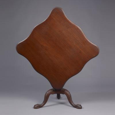 CHIPPENDALE TILT TOP CARVED TEA TABLE