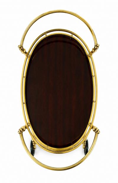 CIRCA 1960 TWO TIERED OVAL BRASS SERVING TROLLEY