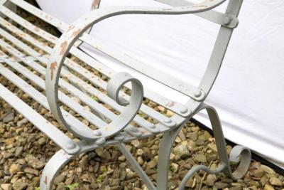 CLASSIC ENGLISH EDWARDIAN WROUGHT IRON STRAP STYLE GARDEN BENCH