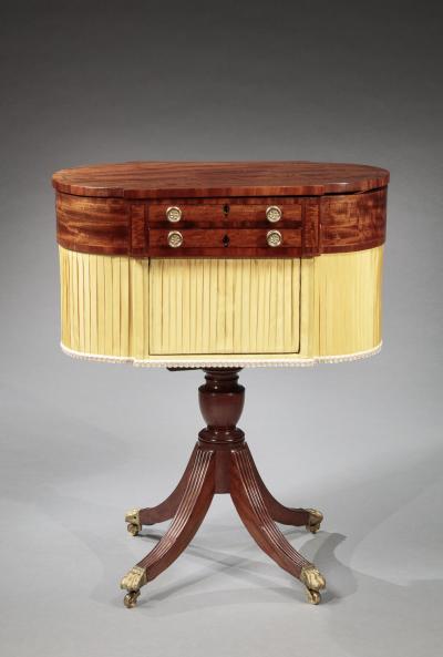 CLASSICAL INLAID MAHOGANY ASTRAGAL END WORK TABLE