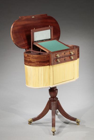 CLASSICAL INLAID MAHOGANY ASTRAGAL END WORK TABLE