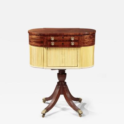 CLASSICAL INLAID MAHOGANY ASTRAGAL END WORK TABLE