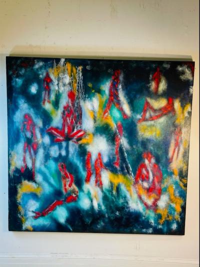 COLORFUL SIGNED ABSTRACT MODERN PAINTING