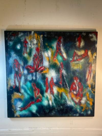 COLORFUL SIGNED ABSTRACT MODERN PAINTING