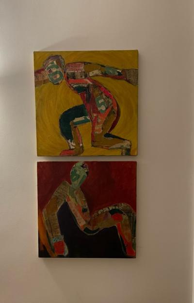 COOL RUNNING MAN MIXED MEDIA PAINTING