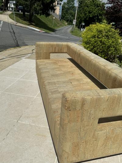 CORK PATTERNED UPHOLSTERY MODERN COUCH