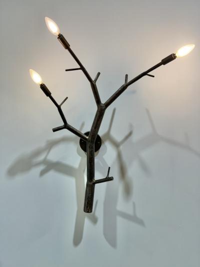 CP Lighting Christopher Poehlmann Antique Bronze finish carved aluminum newGROWTH branch sconce by CP Lighting