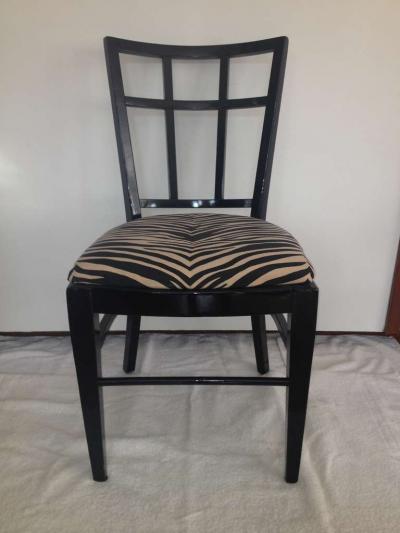 Cafe Carlyle Set of Six Black Lacquer Dining Chairs