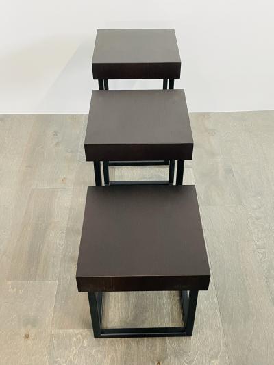 Cain Modern 3 Iron Oak Side Tables Made in the USA by Cain Studio