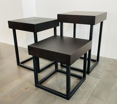 Cain Modern 3 Iron Oak Side Tables Made in the USA by Cain Studio