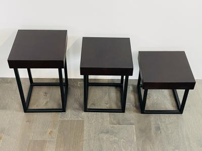 Cain Modern 3 Iron Oak Side Tables Made in the USA by Cain Studio
