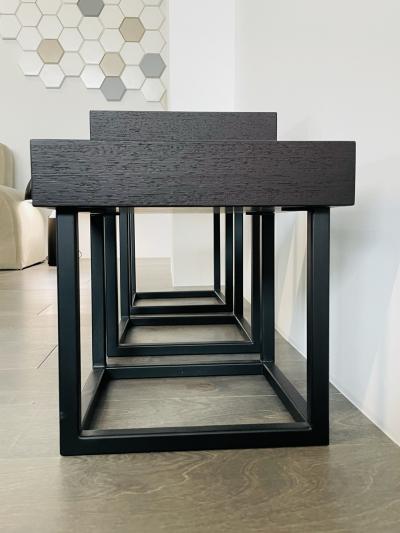 Cain Modern 3 Iron Oak Side Tables Made in the USA by Cain Studio