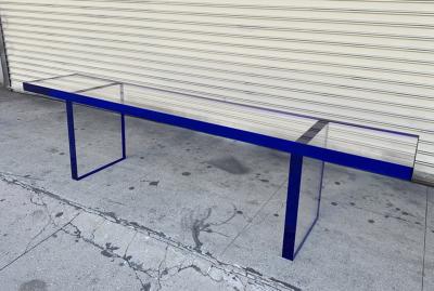 Cain Modern Custom Bench in Deep Blue and Clear Lucite by Cain Modern