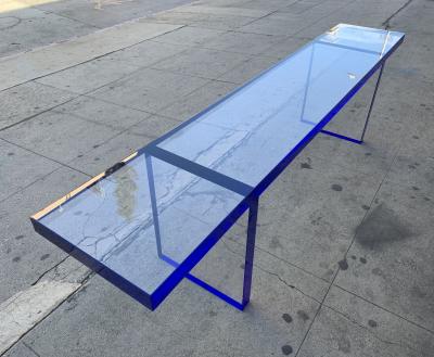 Cain Modern Custom Bench in Deep Blue and Clear Lucite by Cain Modern