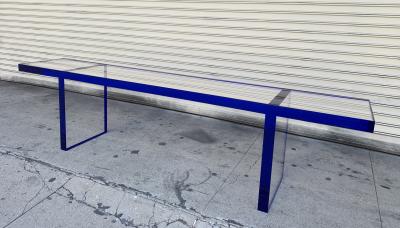 Cain Modern Custom Bench in Deep Blue and Clear Lucite by Cain Modern