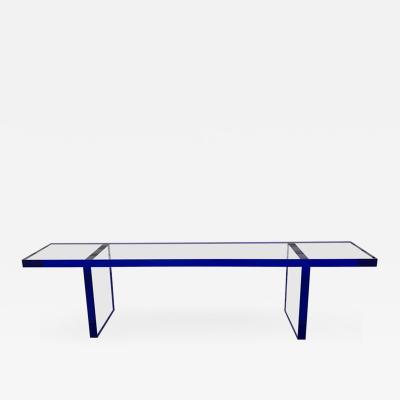 Cain Modern Custom Bench in Deep Blue and Clear Lucite by Cain Modern