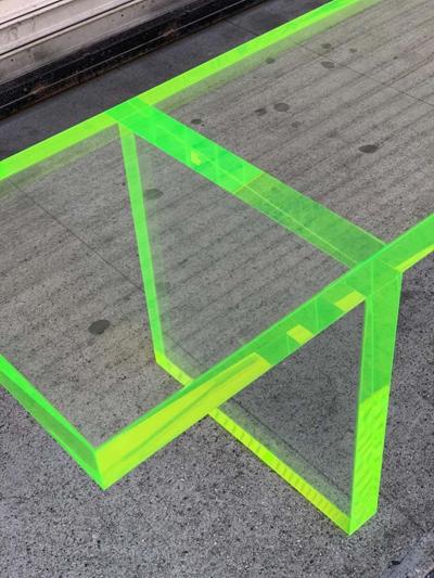 Cain Modern Custom Lime Green Lucite Bench by Cain Modern