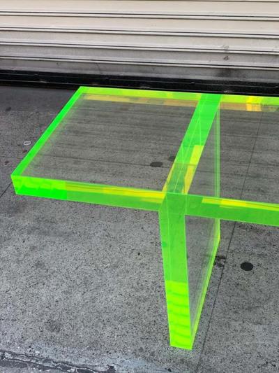Cain Modern Custom Lime Green Lucite Bench by Cain Modern