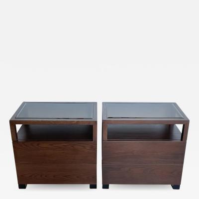 Cain Modern Pair of Nightstands by Cain Modern Made in Solid Oak and Bronzed Lucite