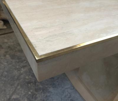Cain Modern Travertine Brass Console Table by Cain Modern