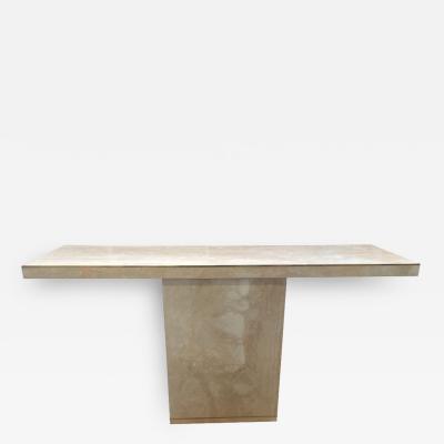 Cain Modern Travertine Brass Console Table by Cain Modern