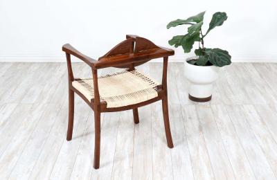 California Modern Walnut Cane Arm Chair by Gene L Hackleman