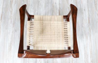California Modern Walnut Cane Arm Chair by Gene L Hackleman