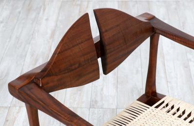 California Modern Walnut Cane Arm Chair by Gene L Hackleman