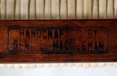 California Modern Walnut Cane Arm Chair by Gene L Hackleman