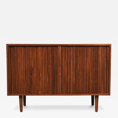 California Modern Walnut Tambour Door Credenza by Barzilay