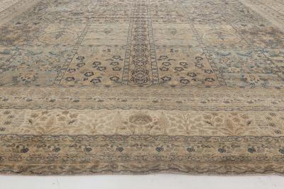 Camel and Pastel Blue Antique Persian Kirman Rug