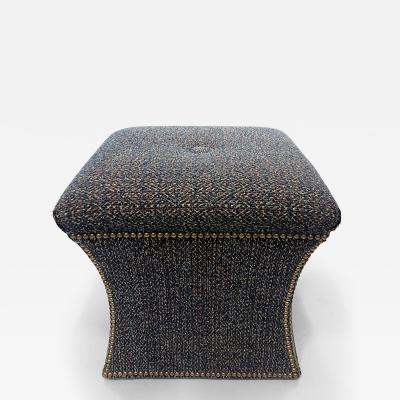 Cami Stools or Ottomans Upholstered with Nail Head Trim Pair