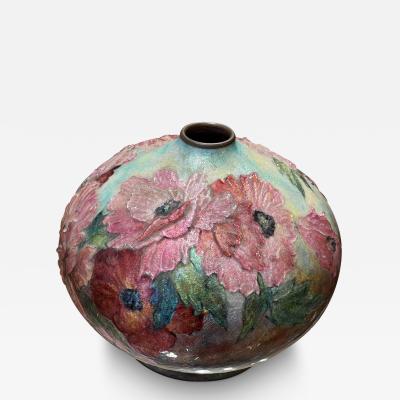 Camille Faur Camille FAURE 1874 1956 Beautiful ball shaped vase with flowers