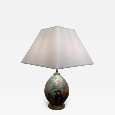 Camille Faur Exceptional Enamelled Table Lamp by Camille Faur Art D co France