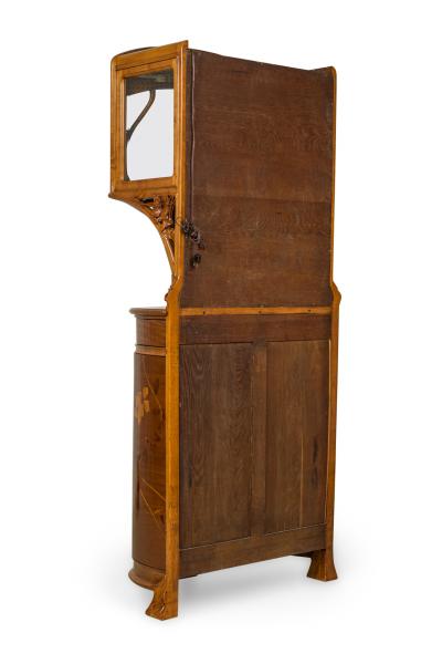 Camille Gauthier Camille Gauthier French Art Nouveau Floral Marquetry Display Cabinet Vitrine