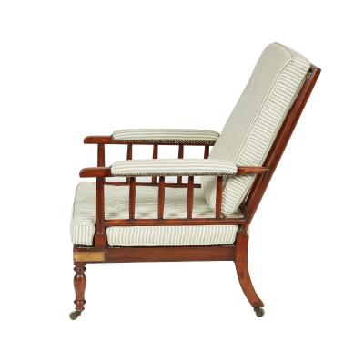 Campaign Armchair in Green Ticking