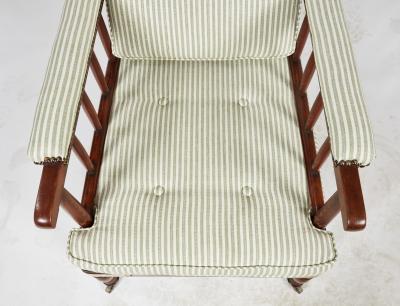 Campaign Armchair in Green Ticking