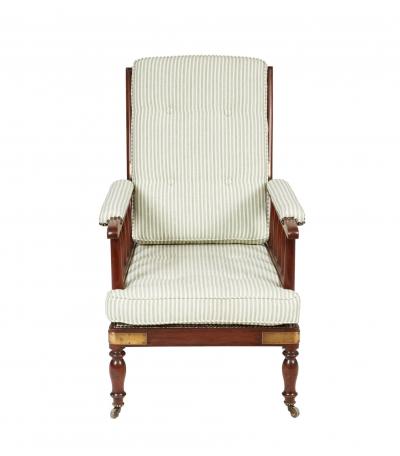 Campaign Armchair in Green Ticking