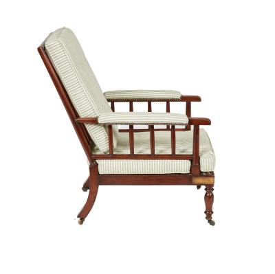 Campaign Armchair in Green Ticking