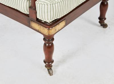 Campaign Armchair in Green Ticking