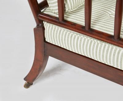 Campaign Armchair in Green Ticking