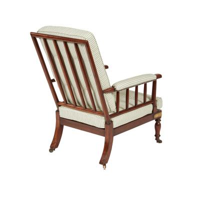 Campaign Armchair in Green Ticking