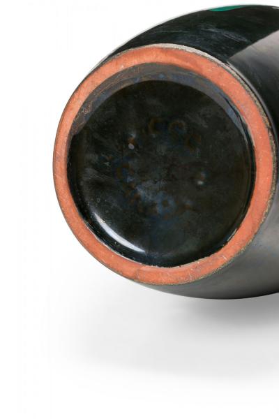 Canadian Mid Century Tapered Scooped Rim Multi Tonal Green Drip Glazed Ceramic V