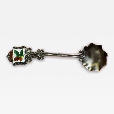 Canadian Sterling Silver And Enameled Souvenir Salt Spoon 4 29g