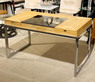 Cane Chrome and Black Glass Desk