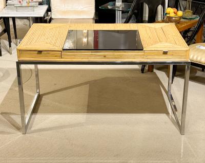 Cane Chrome and Black Glass Desk