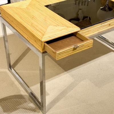 Cane Chrome and Black Glass Desk