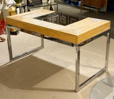 Cane Chrome and Black Glass Desk