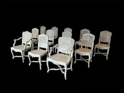Caned Painted R gence Style Chairs 2 Arm 10 Side